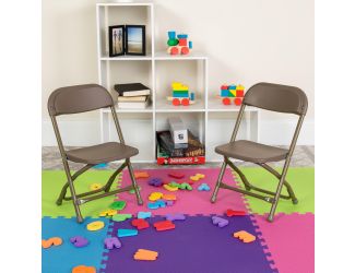 Kids Brown Plastic Folding Chair with Textured Seat - Preschool Seating