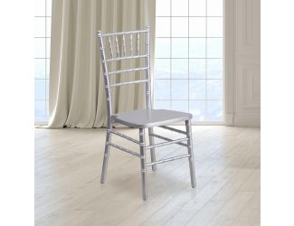 1100lb. Capacity Silver Wood Stackable Chiavari Event Chair