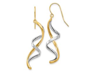 14k Two-tone Polished Fancy Dangle Earrings