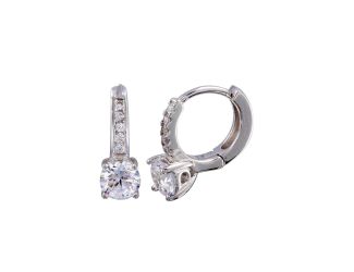 PARIKHS Rhodium Plated Round CZ Huggie Earring in 925 Sterling Silver - 5MM