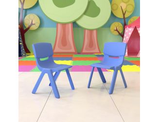 2 Pack Blue Plastic Stackable School Chair with 13.25"H Seat, K-2 School Chair
