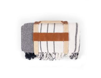 Montecito Cotton Blanket - Blue White Stripe