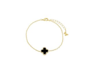 Pave Outlined Four Leaf Clover Bracelet Size 7"