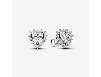 Sparkling Heart Halo Stud Earrings