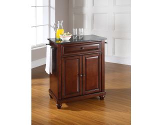 Cambridge Black Granite Top Kitchen Island Mahogany Finish