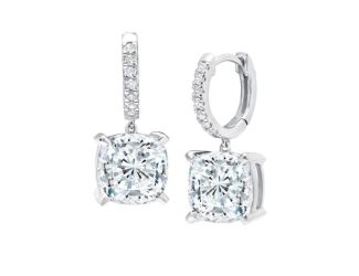 Crislu Bliss Cushion Cut Drop Earrings Finished in Pure Platinum