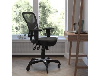 Mid-Back Ergonomic Multifunction Mesh Chair with Polyurethane Wheels-Black