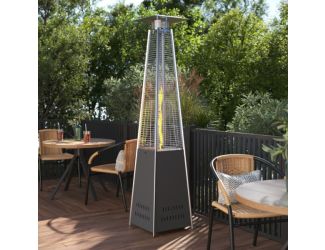 Outdoor Patio Heater - Silver - 7.5 Feet Round Steel Patio Heater - 42,000 BTU's