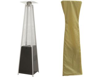 7-Ft. Tall 42,000 BTU Propane Pyramid Patio Heater with Waterproof Cover for Outdoor Entertaining in