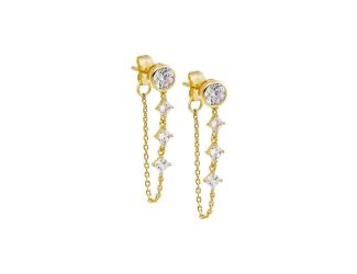 Multi Front Back Drop Chain Stud Earring