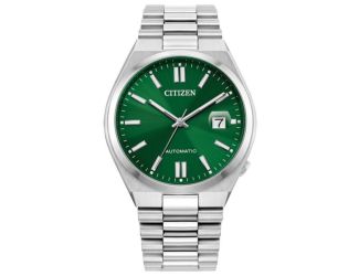 Men's Tsuyosa Automatic Silver-Tone Stainless Steel Watch Green Dial