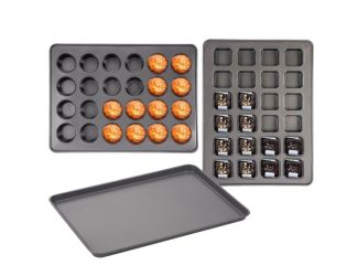 3pc Mega Nonstick Bakeware Set Dark Gray