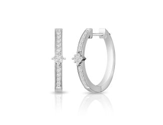 PARIKHS Princess cut Diamond Hoop Earring in 14K White Gold 0.30ct, Color-IJ, Clarity-VS2 SI1
