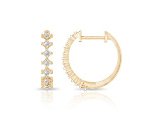 PARIKHS Princess cut Diamond Hoop Earring in 10K Yellow Gold 0.30ct, Color-IJ, Clarity-I1 I2