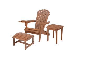Blizzard - Foldable Adirondack Chair w/Cup Holder, Ottoman & End Table - Walnut