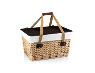 Canasta Grande Basket - Beige Canvas with Red & White Gingham Pattern Lid