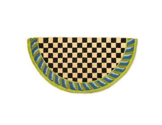 Courtly Check Half Round Blue & Green Entrance Mat