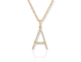 PARIKHS Diamond Initial 'A' Pendant Necklace in 18k Yellow Gold over Sterling Silver 0.10ct IJK-I2