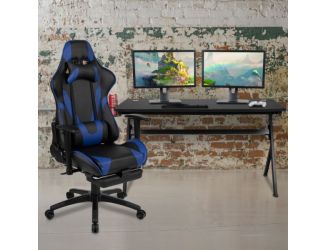 Black/Gray Gaming Desk Bundle - Cup/Headset Holder/Mouse Pad Top