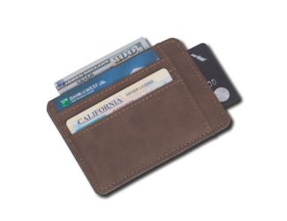 Rustic Brown Leatherette 5 Slot Credit Card Holder