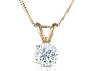 PARIKHS Round Prime Diamond Pendant 14K Yellow Gold 0.04ct IJK Color, I1 Clarity