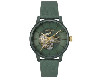 Men's 12.12 Automatique Green Leather Strap Watch Green Croc Dial