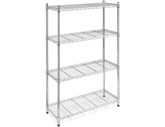 Supreme 4-Tier Shelving with 350 LB Weight Capacity per Shelf, 54-In. H x 36-In. W x 14-In. D, Chrom