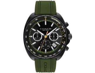 Men's Charter Chronograph Green Silicone Strap Watch Green Dial