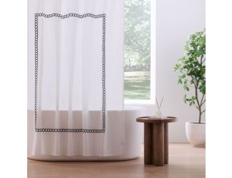Anti-Allergen Savoy Cotton Shower Curtain White/Charcoal