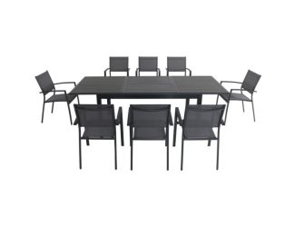 Cameron 9-Piece Expandable Dining Set with 8 Sling Dining Chairs and a 40" x 94" Table