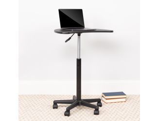 Black Sit to Stand Mobile Laptop Computer Desk with Dual Wheel Casters