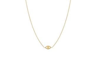 Mini Solid Evil Eye Necklace 14K Size 18"