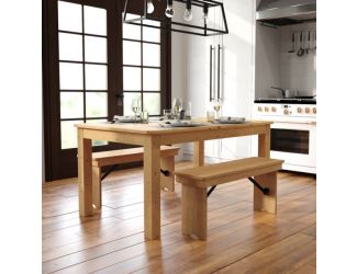 60" x 38" Rectangular Light Natural Solid Pine Farm Dining Table