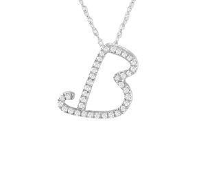 PARIKHS Initial Pendant Alphabet 'B' in CZ with chain in 925 Sterling Silver