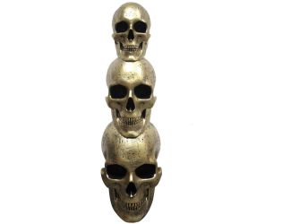 3-Ft. Golden Skull Stack Prelit LED Resin Figurine, Indoor or Covered Outdoor Halloween Decoration,