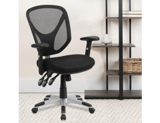 Mid-Back Black Mesh Multifunction Swivel Task Office Chair with Adjustable Arms