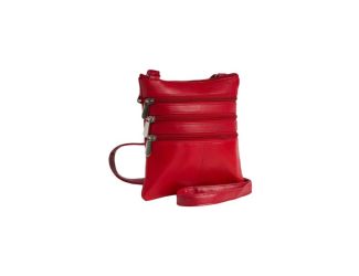 Leather Triple Zip Crossbody Bag Size 7"x7"x0.5"