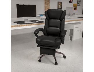 High Back Black LeatherSoft Reclining Ergonomic Chair with Outer Lumbar Cushion