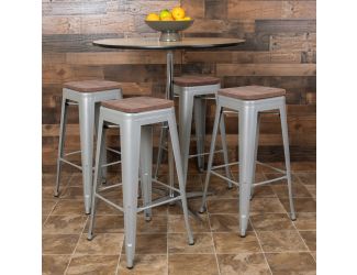 4 Pack 30" High Metal Indoor Bar Stool - Stackable Stool, Silver