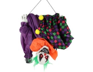 Animatronic Upside Down Clown on Swing with Lights and Sound, Indoor/Covered Outdoor Halloween Decor