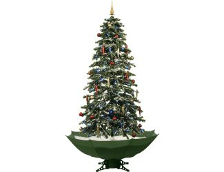 Let It Snow Series 67-In. Musical Christmas Tree with Green Umbrella Base, Snow Function, Decoration