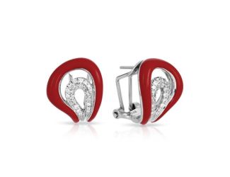 Belle Etoile Round Cubic Zirconia studded Red Vapeur Earrings - 925 Sterling Silver.
