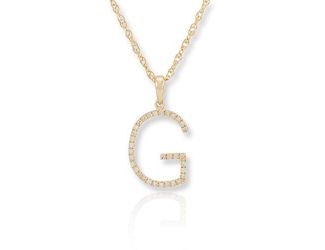 PARIKHS Diamond Initial Pendant Alphabet 'G' in 10K Yellow Gold 0.10 ct , IJK color - I3 clarity