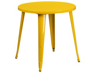 30" Round Yellow Metal Indoor-Outdoor Table - Restaurant Furniture