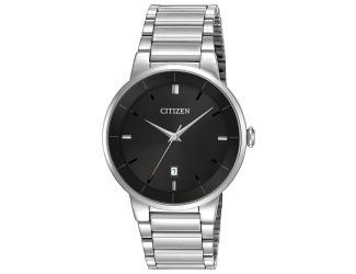 Men's Quartz Watch, Stainless Steel Case and Bracelet with Black-Tone Dial