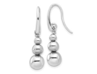 Sterling Silver Rhodium-Plated Polished Beads Dangle Earrings