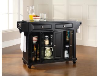 Cambridge Black Granite Top Kitchen Island (Black)