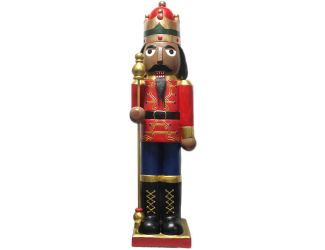 48-In. African American Nutcracker Holding Staff MGO Figurine, Festive Indoor Christmas Holiday Deco