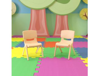 2 Pack Natural Plastic Stackable School Chair with 10.5"H Seat, Preschool Chair