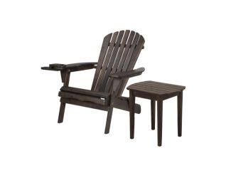 Blizzard - Foldable Adirondack Chair w/Cup Holder & End Table - Dark Brown